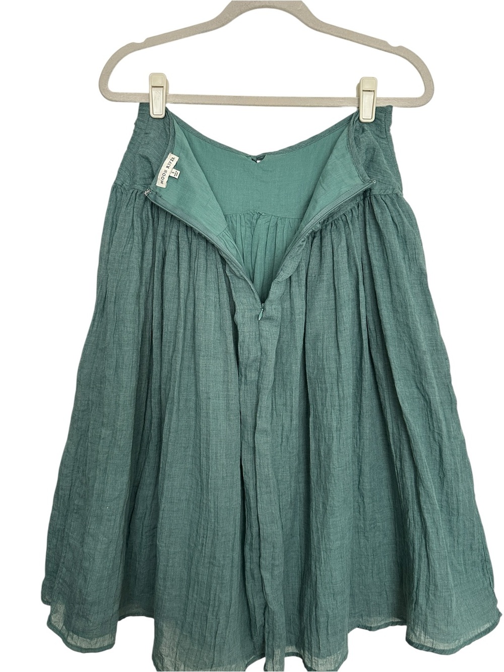 MOON RIVER Gauze Boho Midi Skirt Teal Green Cottagecore Prairie Peasant Small - Picture 6 of 11